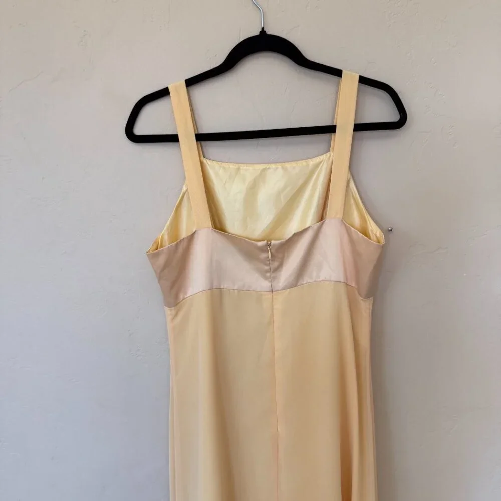 Papell Boutique Yellow Maxi Dress Formal Chiffon Prom Bridesmaid Dress 12 - Picture 7 of 9